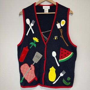 Colorful Knit Vest with Fun Food Patterns